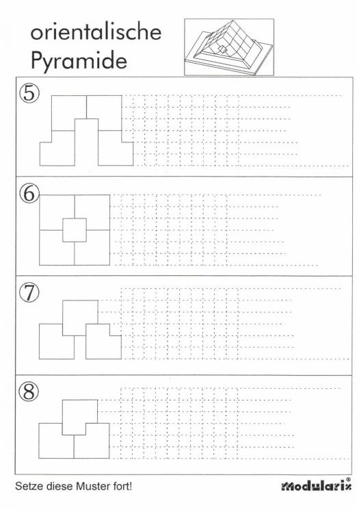 Orientalische Pyramide - Muster 5-8 - räumliches Legespiel / Modularix-System mit 18 Bauelementen zur Förderung von Motorik, Konzentration und dreidimensionalen Denken Orientalische Pyramide - Muster 5-8 - für Kinder und Senioren