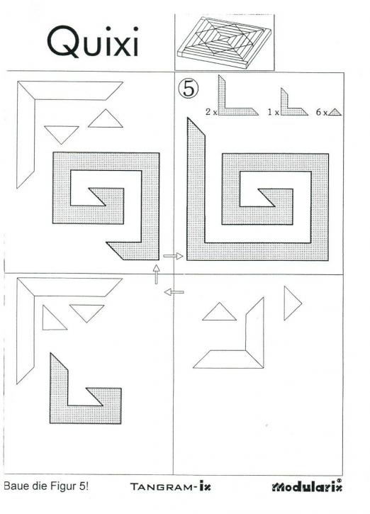 Modularix Quixi - Figur 5 - räumliches Legemosaik, das mit wenigen Formen die Raumwahrnehmung sowie das dreidimensionale Denken fördert Modularix Quixi - Figur 5 - für Kinder und Senioren