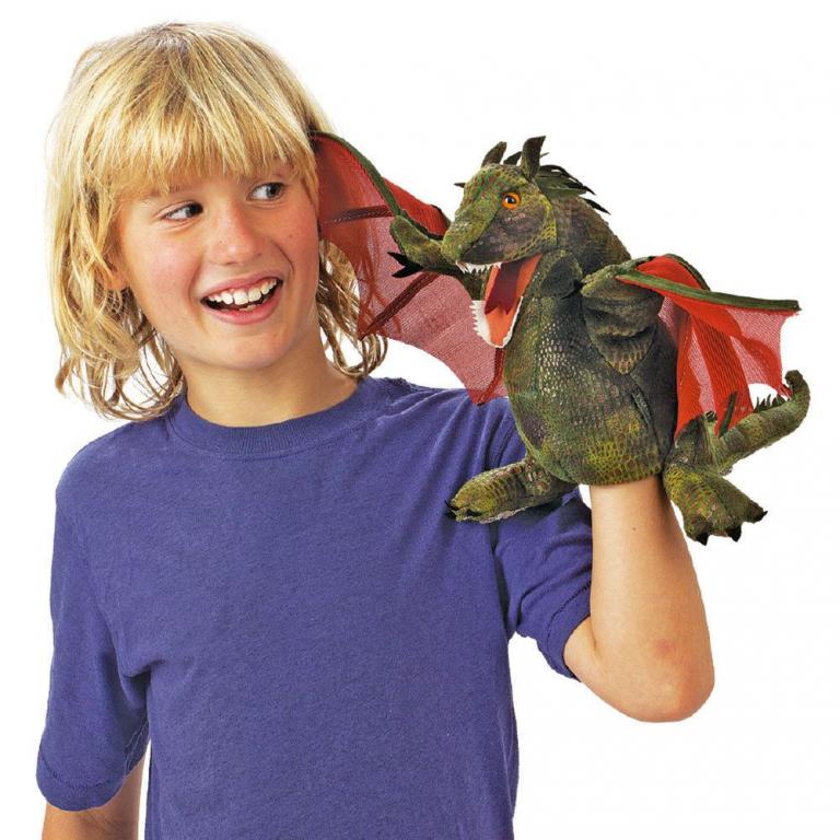 Tier-Handpuppe von Folkmanis - Drache mit Schwingen