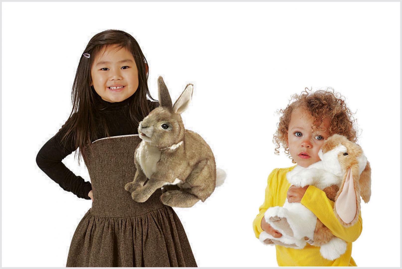 Folkmanis Handpuppen Hasen - Die pädagogisch wertvollen und sehr robusten Tier-Handpuppen original Folkmanis sind bei den Kindern sehr beliebt. Handpuppen - original Folkmanis - Hasen