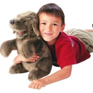 Hunde-Handpuppe von Folkmanis - sitzender Hund