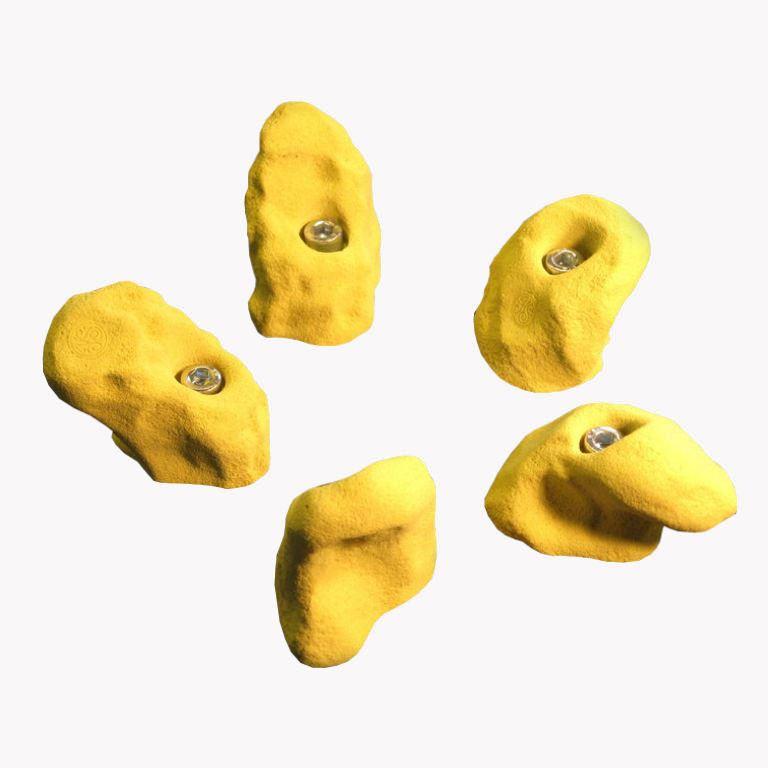 Henkel-Klettergriffe-Leoni - gelb - ergonomisch geformte Griffe, die man gut greifen kann