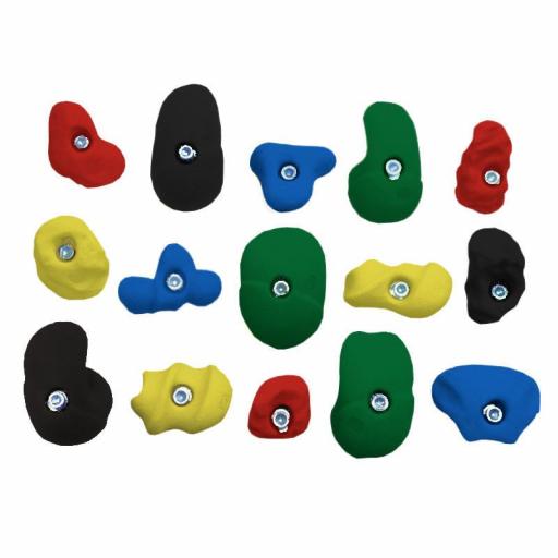 Schulklettergriffe - leicht 3 - bunt gemischt - Klettergriffe-Set, welches für die Anforderungen am Schulkletterbetrieb zusammengestellt wurde