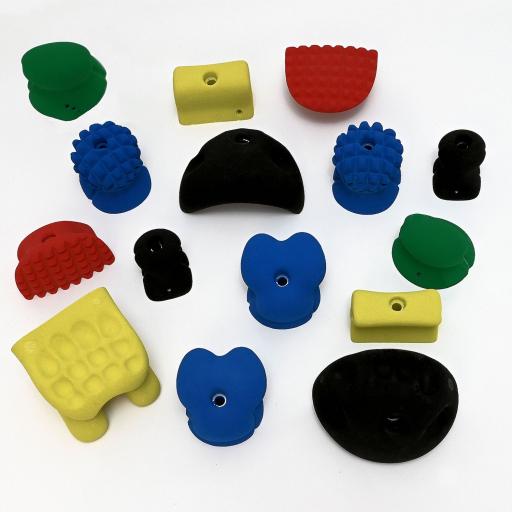 Therapie-Klettergriffe-Set 15 - Klettergriffe mit besondere Oberflächenformen und Haltemöglichkeiten