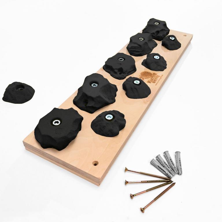 Trainingsboard Mittel - schwarz - stabiles Kletterboard mit 9/10 Klettergriffen
