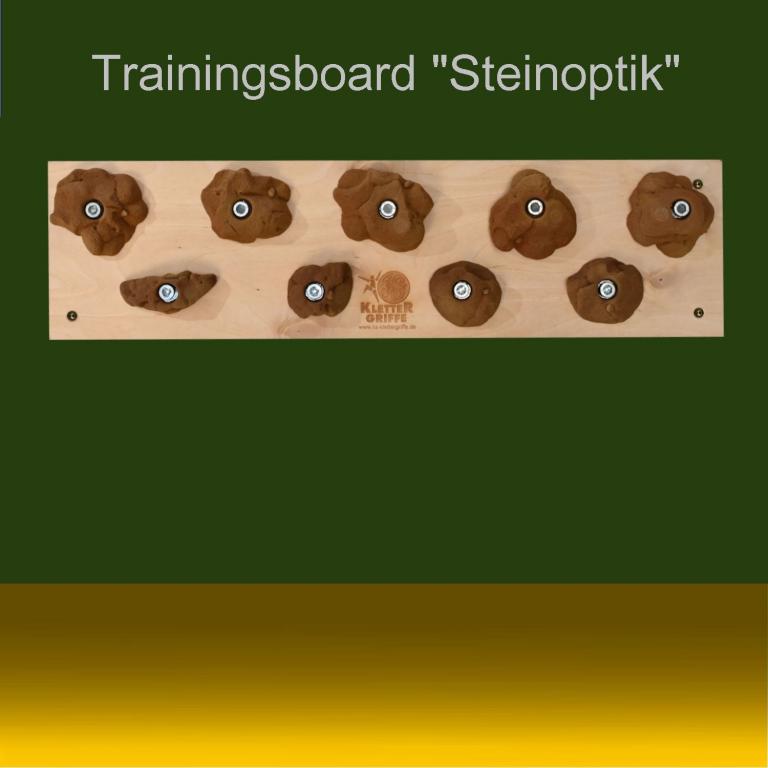 Trainingsboard Sandstein - stabiles Kletterboard mit 9/10 Klettergriffen