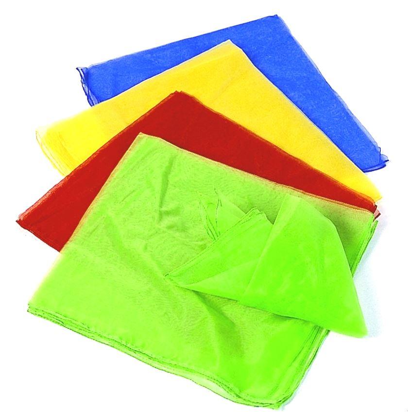 Jongliertücher - farbig - Die Jongliertücher / Chiffontücher - hergestellt aus Nylon - sind sehr leicht und dennoch robust genug für den Alltag. Jongliertücher - farbig - hochwertiges leichtes Chiffontuch
