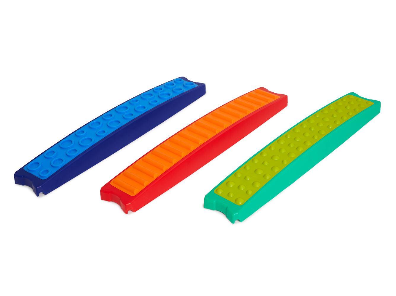 Build N'Balance Taktile Set - Balken - aus synthetischem Gummi hergestellt mit einer leicht erkennbaren Struktur, die die taktilen Sinne trainieren. Build N'Balance Taktile Set - Balken mit erkennbarer Struktur