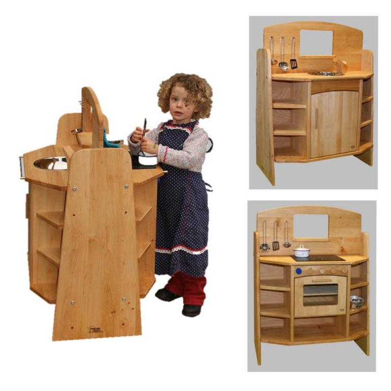 Spielküche Trixi - Kinderküche / Küchenblock - von beiden Seiten bespielbar