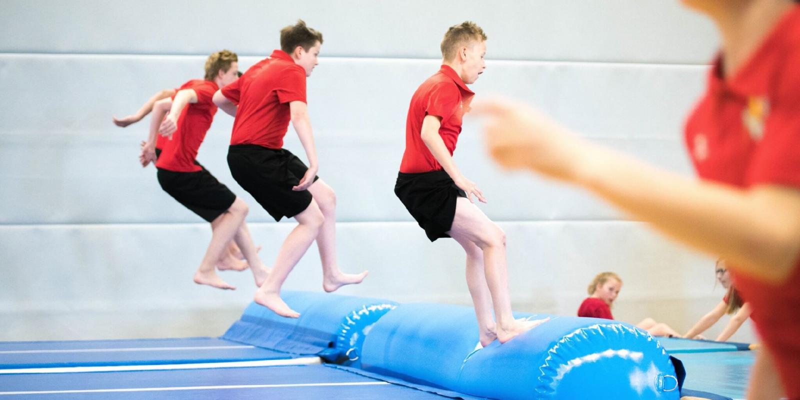 Air Roll Take Off blau - 2 m langer Luftgefüllter Zylinder - Durchmesser 60 cm - mit Ösen und Verbindung zur Verwendung an einer AirTrack Factory-Bahn. Air Roll Take Off blau - luftgefüllter Zylinder original Airtrack Factory