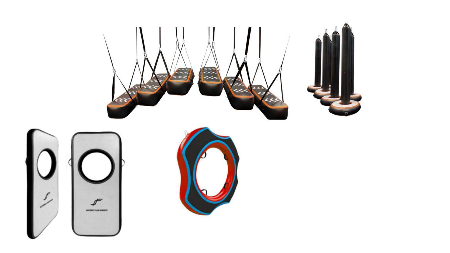 Ninja Hindernisse - Individuell - Die Obstacles von Airtrack Factory - zum überqueren und hangeln - lassen sich perfekt kombinieren, um einen abwechslungsreichen Ninja-Parcour zu gestalten Ninja Hindernisse - Individuell - luftgefüllte, schwebende Hindernisse / Obstacles für den Ninja-Sport - original Airtrack Factory