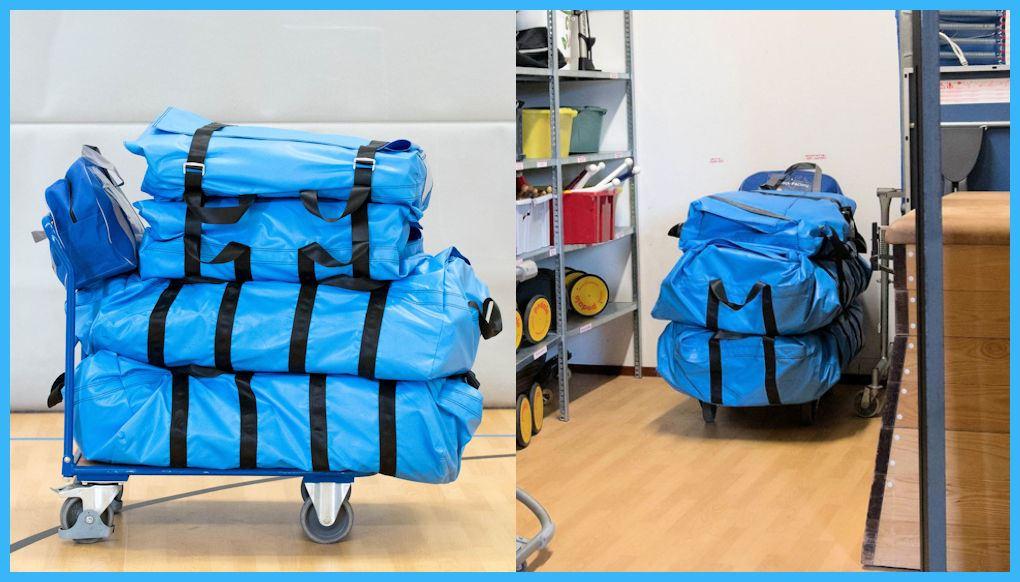 AirTrack Take Off Schul-Set - Aufgrund des mobilen Einsatzes und schnellen Auf- und Abbaues ist das AirTrack-Set vielfältig einsetzbar und beliebt beim Schulsport, Breitensport als auch im Leistungspo AirTrack Take Off Schul-Set - Aufbewahrung - original AirTrack Factory