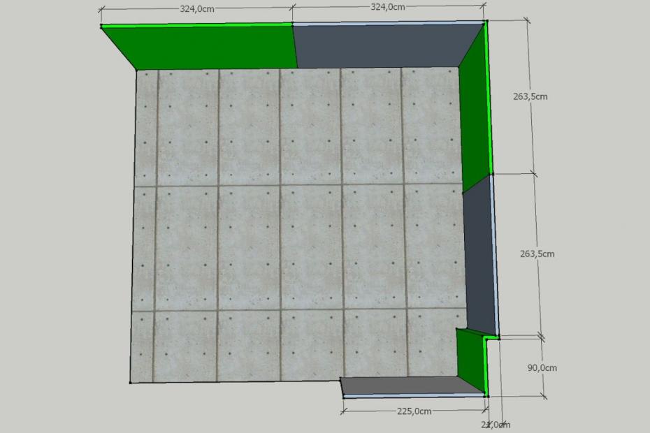 Planung Turnmattenfläche und Prallschutzwände