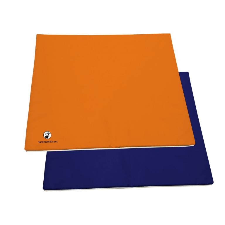 Spielmatte-DUNKELBLAU-ORANGE - Wendeturnmatte - beidseitig nutzbar zum Spielen und Krabbeln