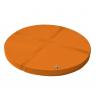 Weichbodenmatte rund 4-tlg. - orange - die Viertelkreise werden mit einem Klettstreifen miteinander verbunden