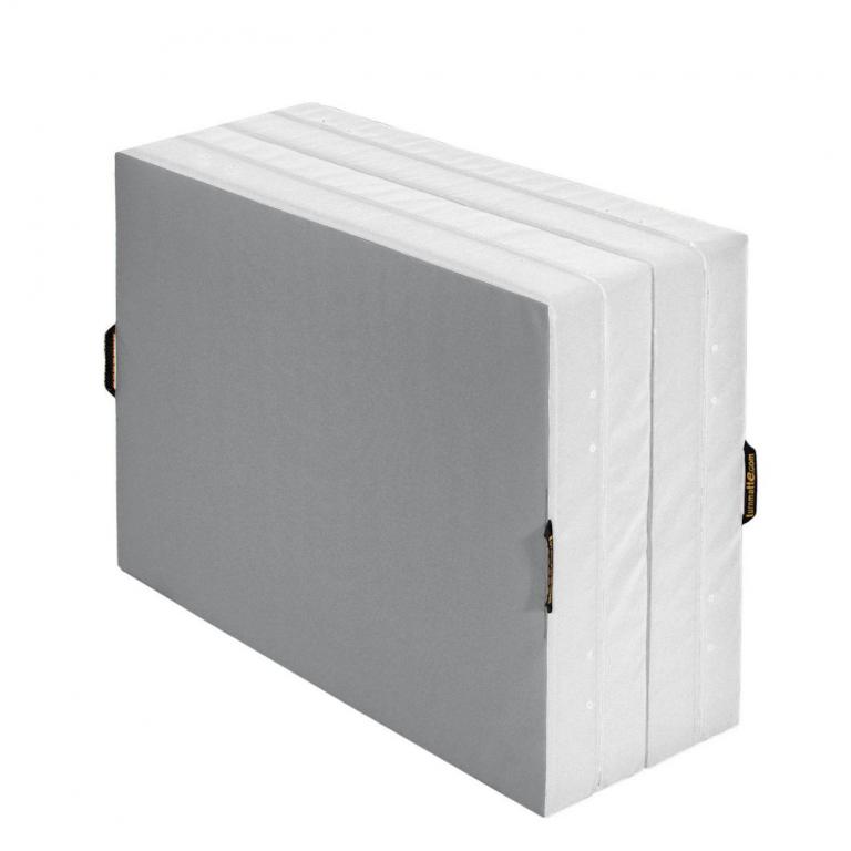 Weichbodenmatte-klappbar-geklappt-weiss - klassische Weichbodenmatte zusammenklappbar