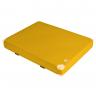 Weichbodenmatte-mit-Lederecken-gelb - klassische farbige Weichbodenmatte mit 8 Lederecken