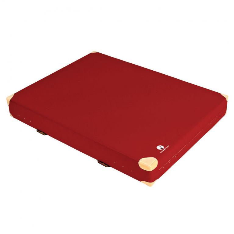 Weichbodenmatte-mit-Lederecken-rot - klassische farbige Weichbodenmatte mit 8 Lederecken